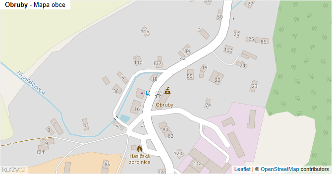 Obruby - mapa obce
