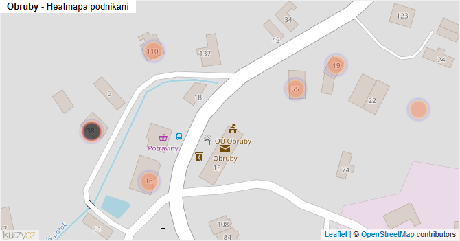 Obruby - mapa podnikání