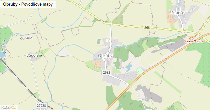 Obruby - záplavové mapy stoleté vody