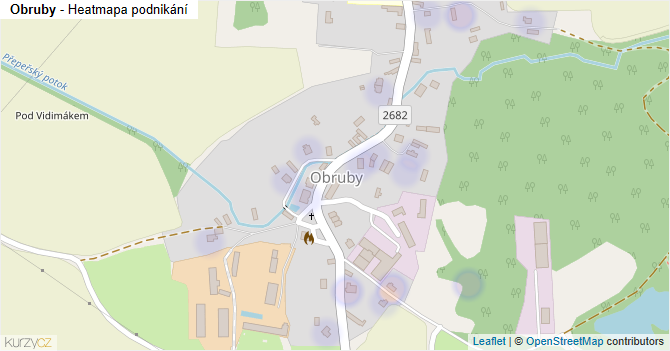 Obruby - mapa podnikání