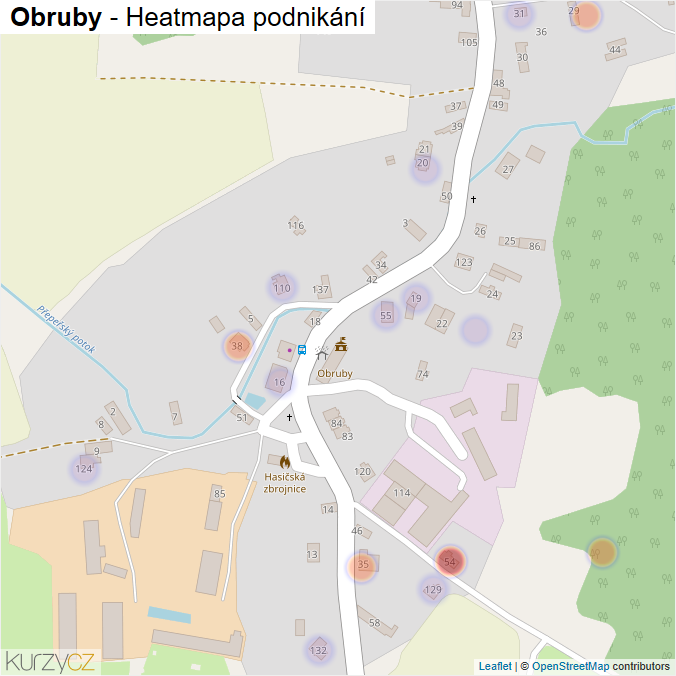 Mapa Obruby - Firmy v části obce.