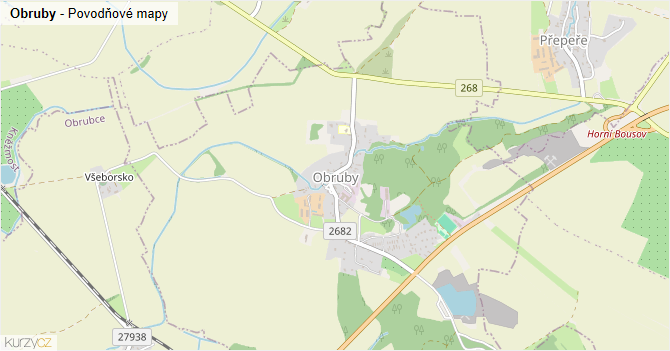 Obruby - záplavové mapy stoleté vody
