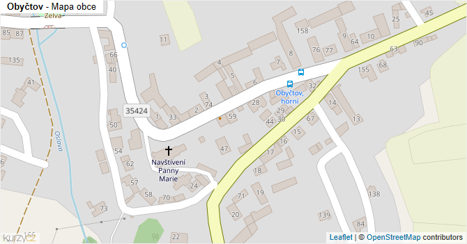 Obyčtov - mapa obce