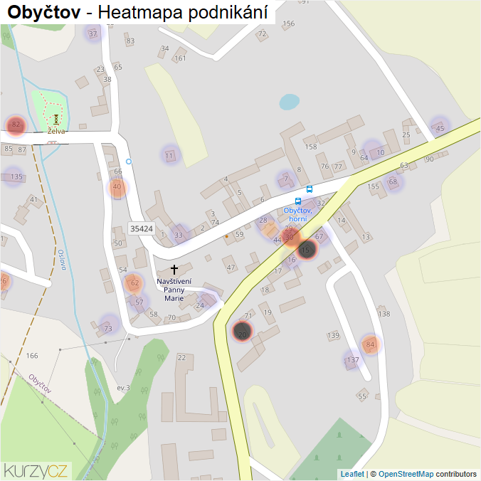 Mapa Obyčtov - Firmy v části obce.