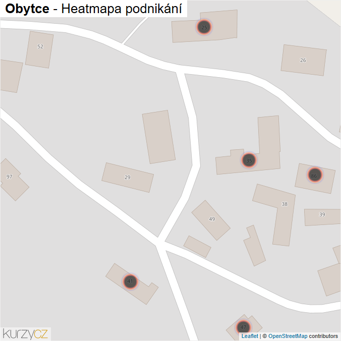 Mapa Obytce - Firmy v obci.