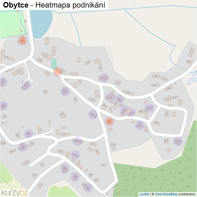 Mapa Obytce - Firmy v části obce.