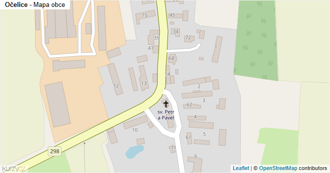 Očelice - mapa obce