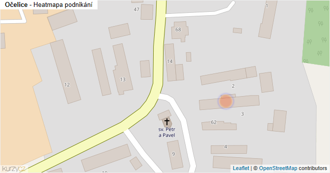 Očelice - mapa podnikání