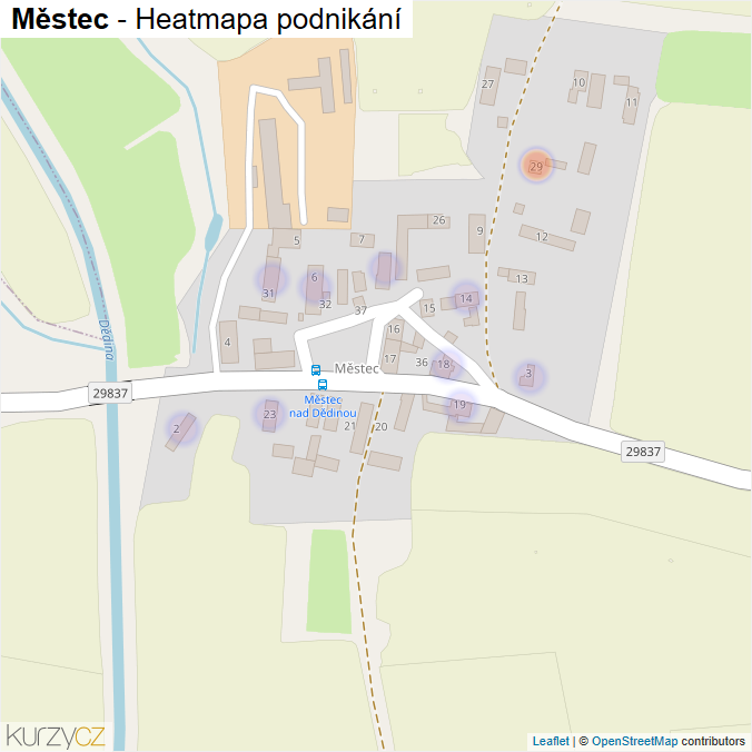 Mapa Městec - Firmy v části obce.