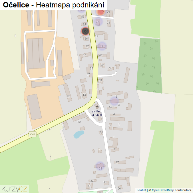 Mapa Očelice - Firmy v části obce.