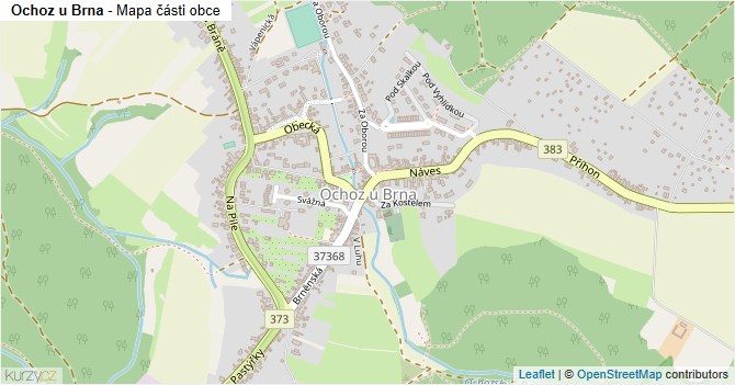 Ochoz u Brna - mapa části obce