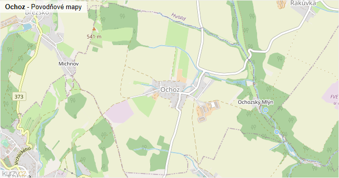 Ochoz - záplavové mapy stoleté vody