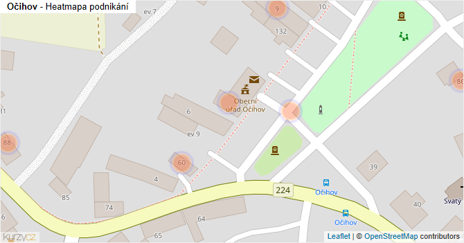 Očihov - mapa podnikání