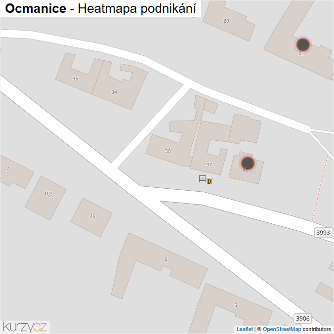 Mapa Ocmanice - Firmy v obci.