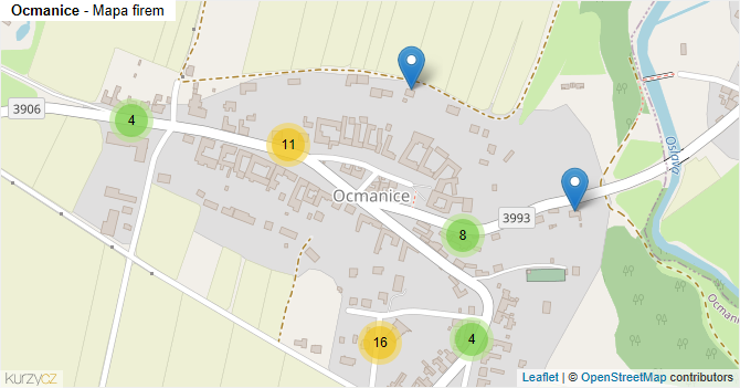 Ocmanice - mapa firem