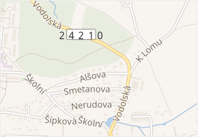 Alšova v obci Odolena Voda - mapa ulice