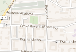 Československé armády v obci Odolena Voda - mapa ulice