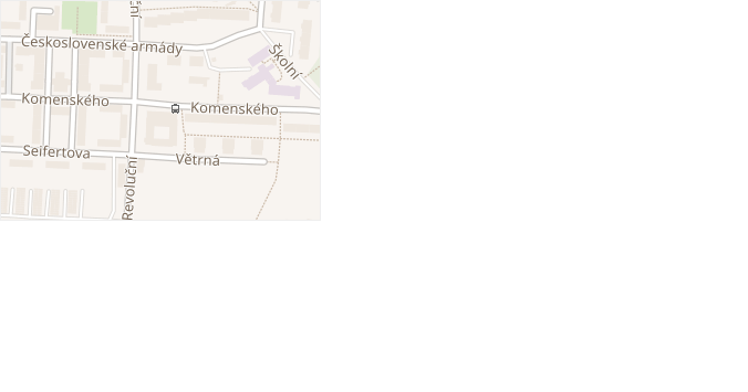 Komenského v obci Odolena Voda - mapa ulice
