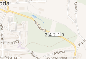 Vodolská v obci Odolena Voda - mapa ulice
