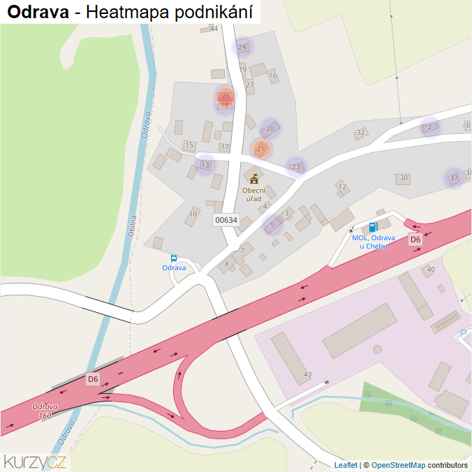 Mapa Odrava - Firmy v části obce.
