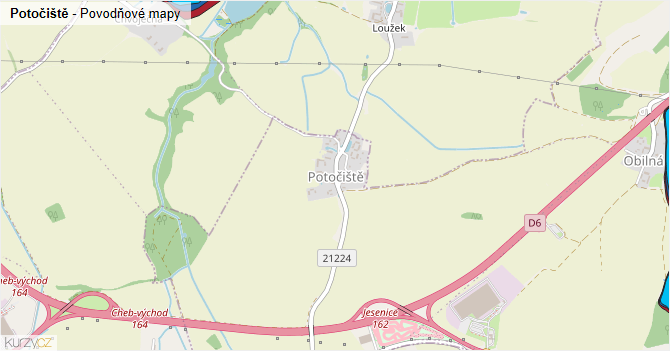 Potočiště - záplavové mapy stoleté vody