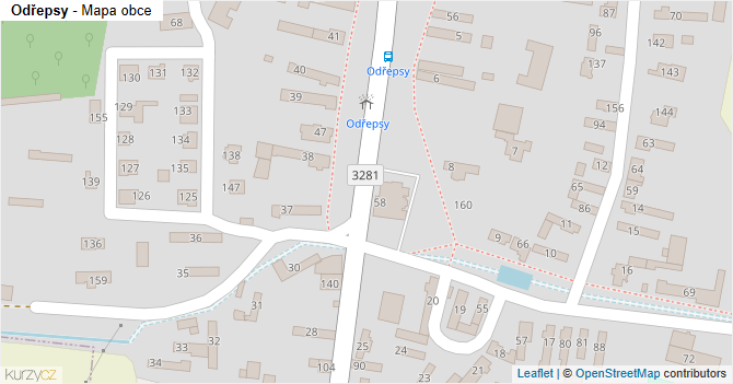Odřepsy - mapa obce