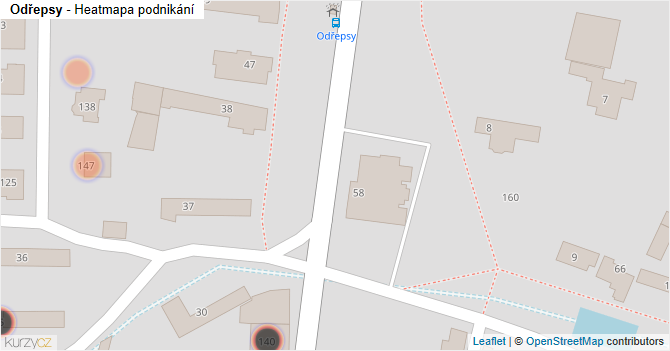 Odřepsy - mapa podnikání
