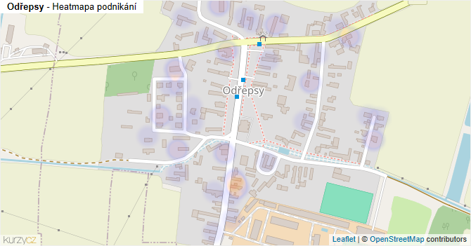 Odřepsy - mapa podnikání