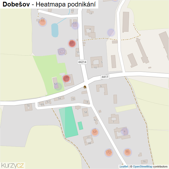 Mapa Dobešov - Firmy v části obce.