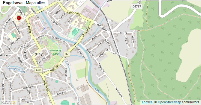 Engelsova - mapa ulice