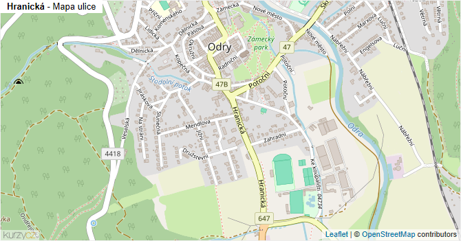 Hranická - mapa ulice