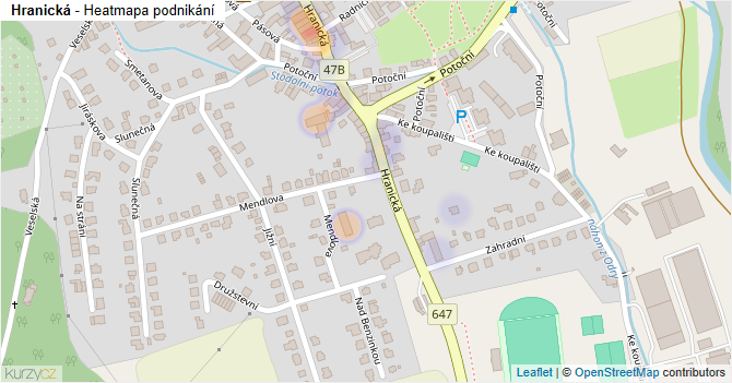 Hranická - mapa podnikání