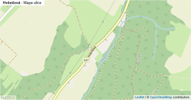 Hvězdová - mapa ulice