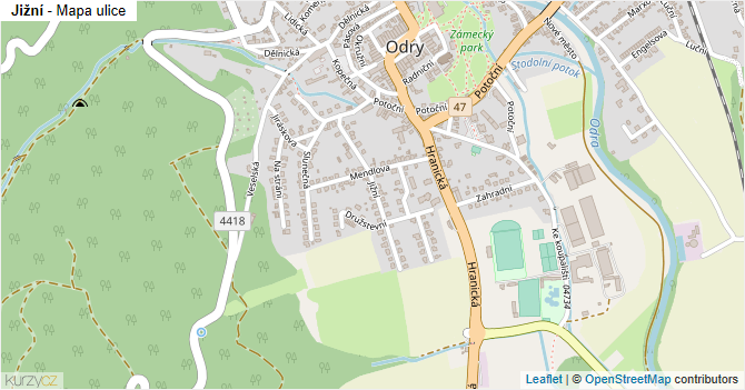 Jižní - mapa ulice