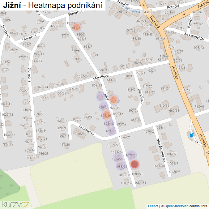 Mapa Jižní - Firmy v ulici.