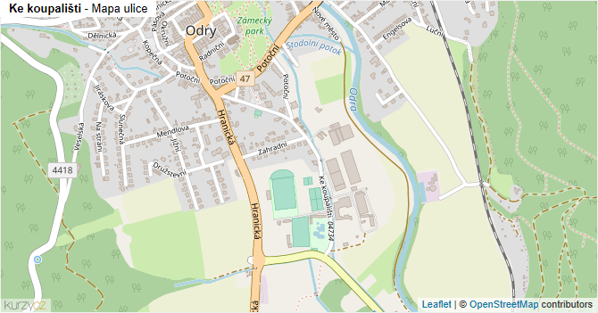Ke koupališti - mapa ulice