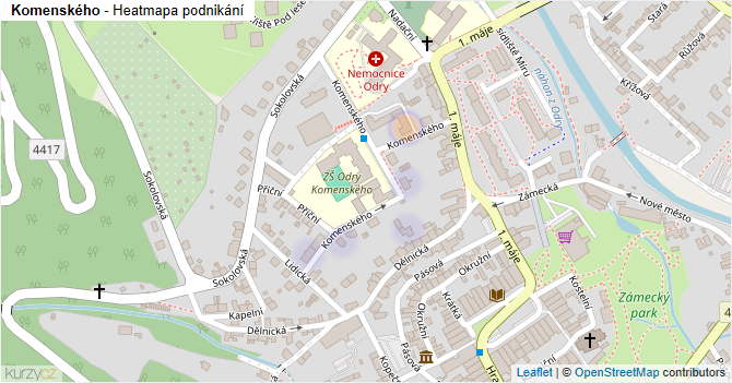 Komenského - mapa podnikání