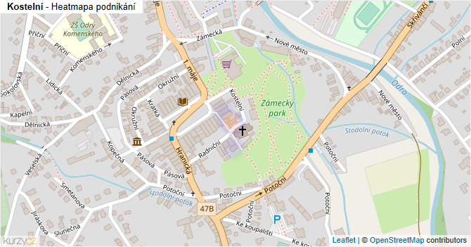 Kostelní - mapa podnikání