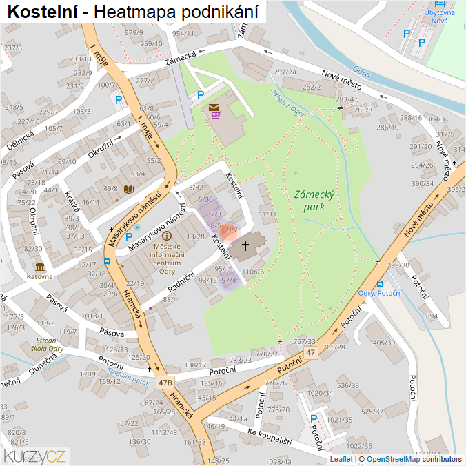 Mapa Kostelní - Firmy v ulici.