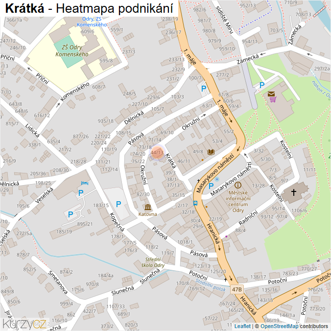 Mapa Krátká - Firmy v ulici.