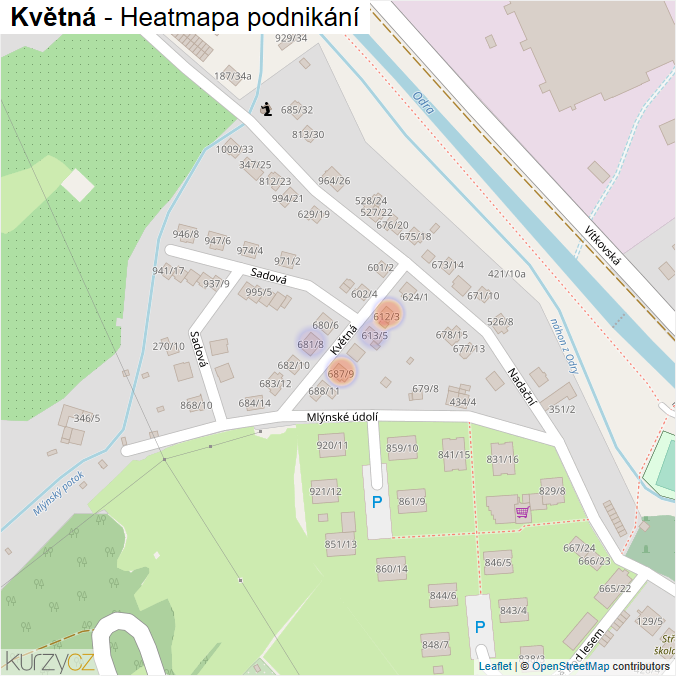 Mapa Květná - Firmy v ulici.