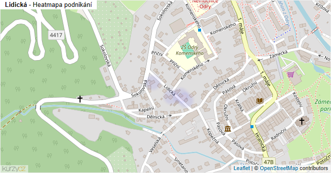 Lidická - mapa podnikání