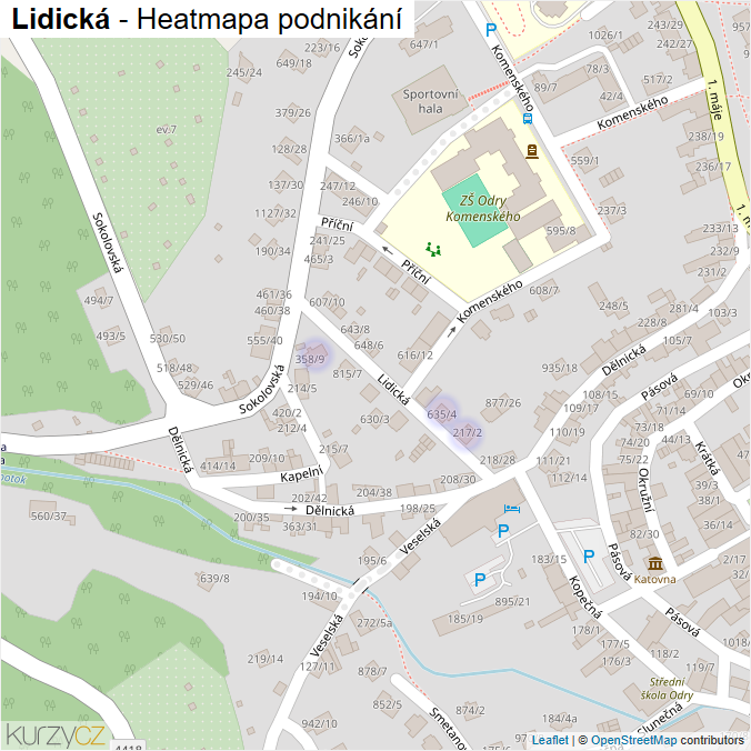 Mapa Lidická - Firmy v ulici.