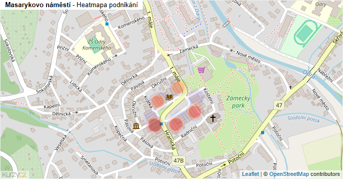 Masarykovo náměstí - mapa podnikání