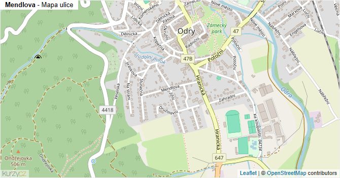 Mendlova - mapa ulice