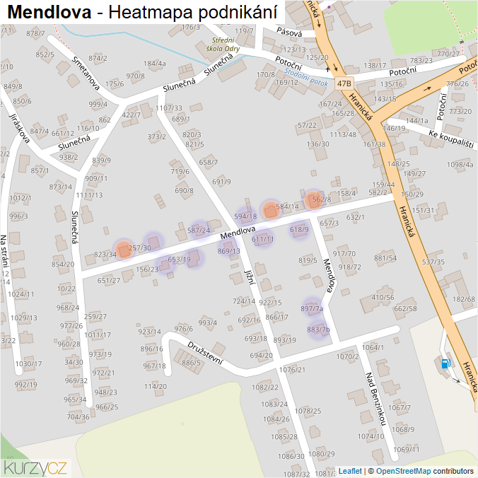 Mapa Mendlova - Firmy v ulici.