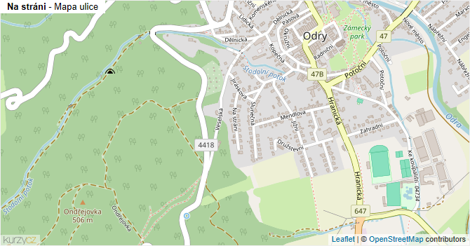 Na stráni - mapa ulice
