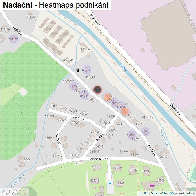 Mapa Nadační - Firmy v ulici.