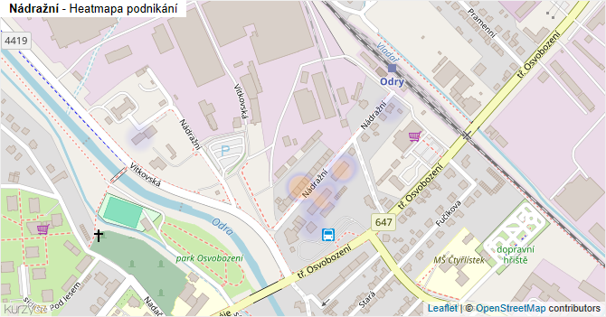 Nádražní - mapa podnikání