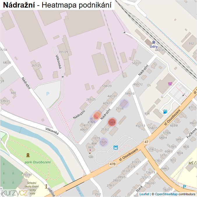 Mapa Nádražní - Firmy v ulici.